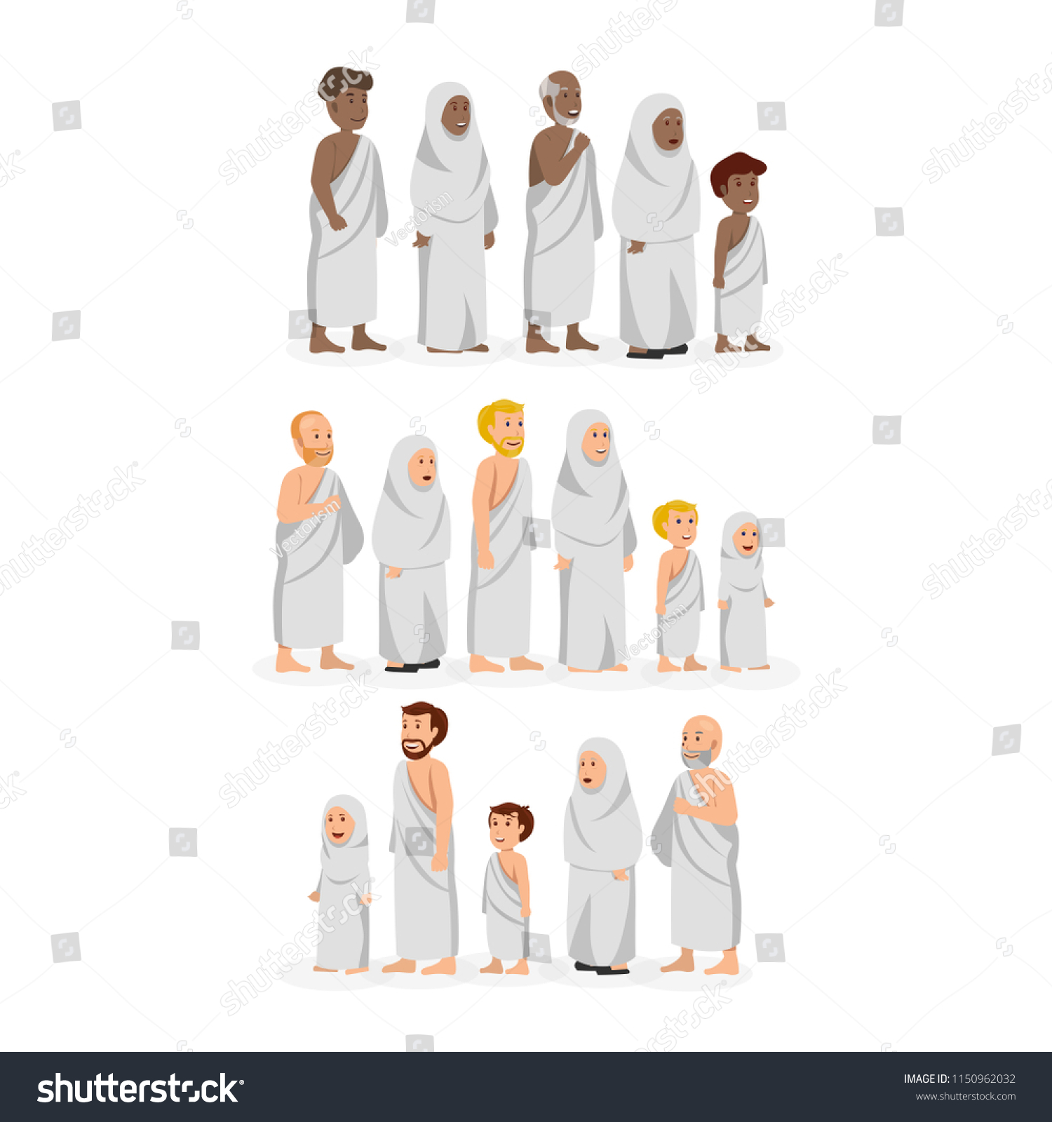 Set Character Wearing Ihram Hajj Clothing Stock Vector (Royalty Free ...