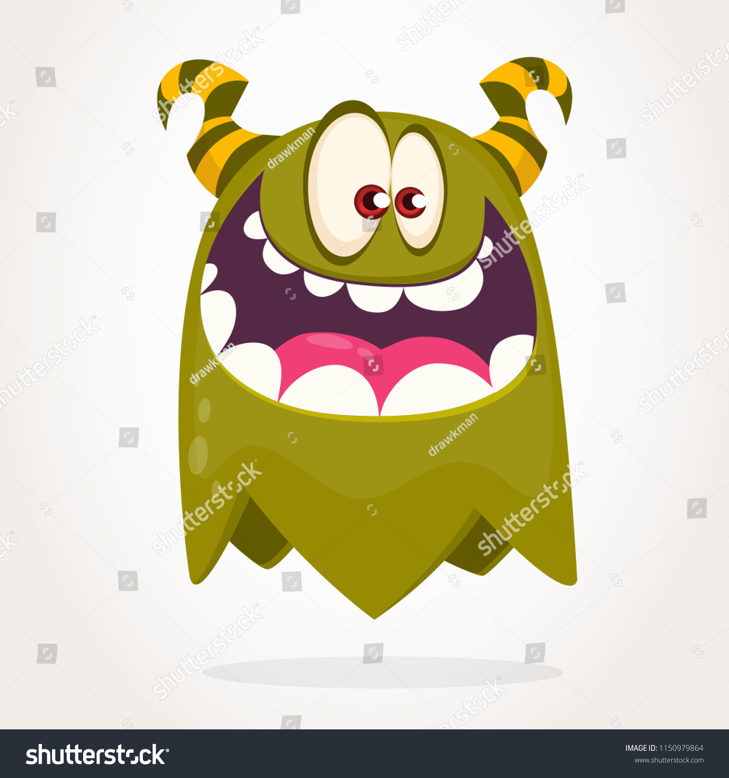 Cartoon Green Furry Monster Character Halloween Stock Vector (Royalty ...