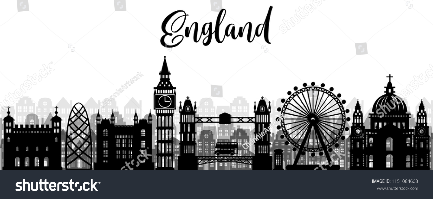 City London England World Famous Landmarks Stock Vector (Royalty Free ...