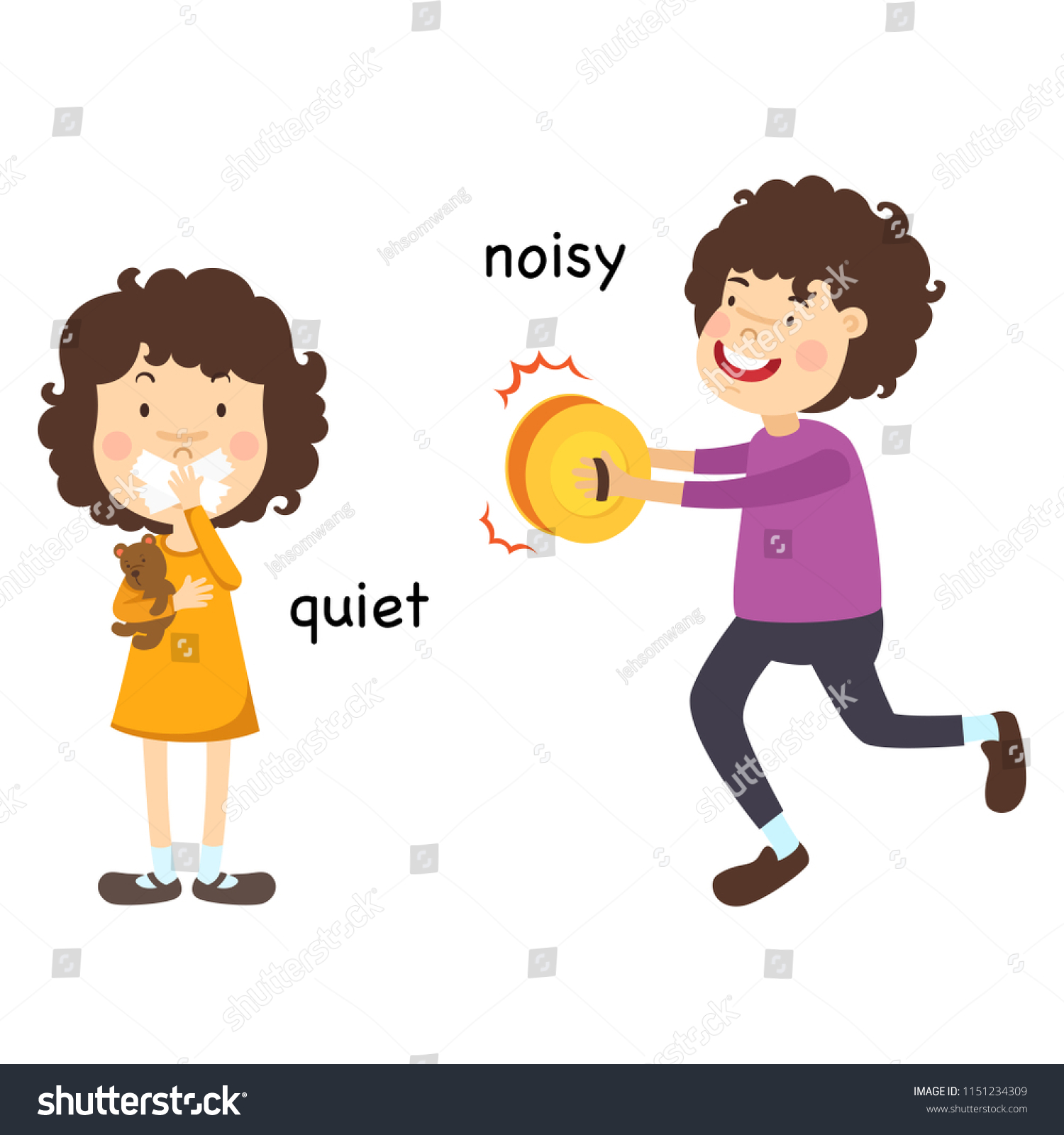 opposite-quiet-noisy-vector-illustration-stock-vector-royalty-free