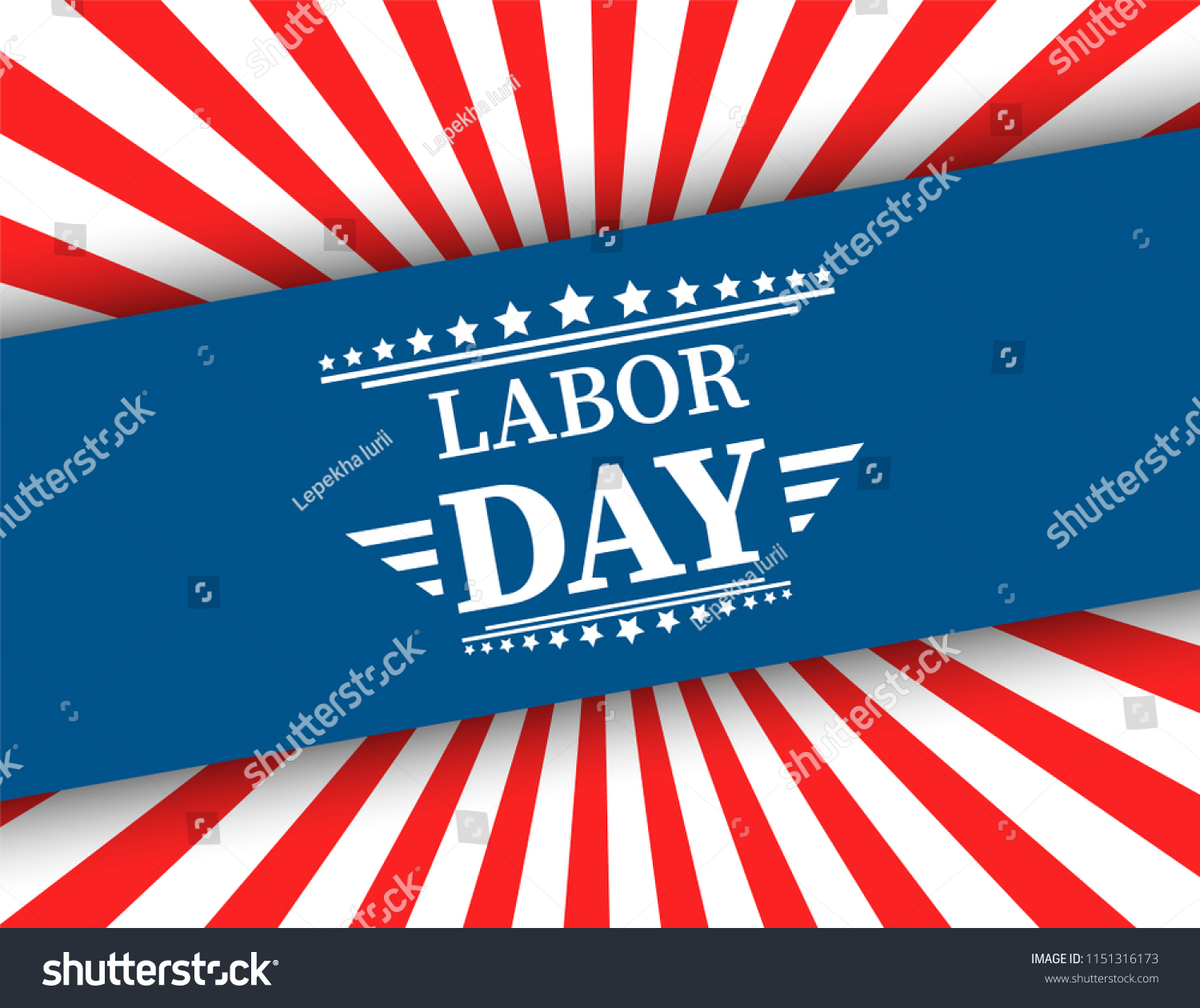 Waving American Flag Typography Labor Day Stock Vector (Royalty Free ...