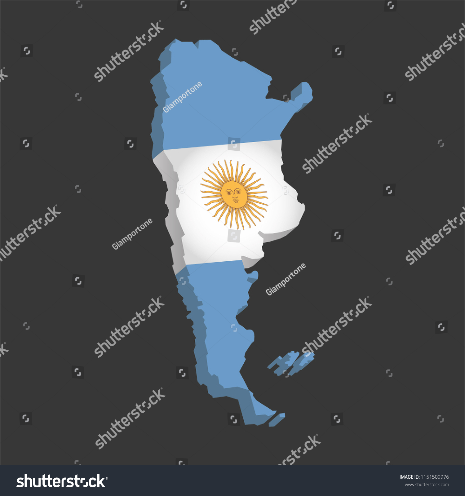 Argentinian Map 3d Shape Argentina Flag Stock Vector (Royalty Free ...