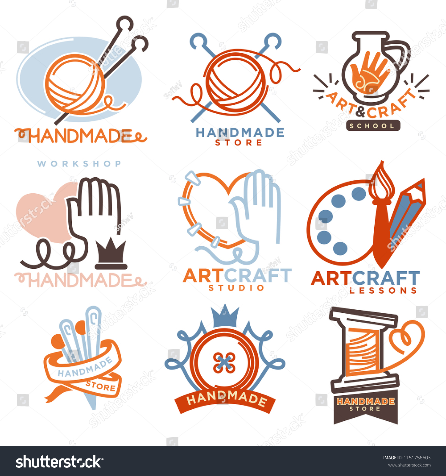 Art Handmade Craft Logo Templates Flat Stock Illustration 1151756603 ...