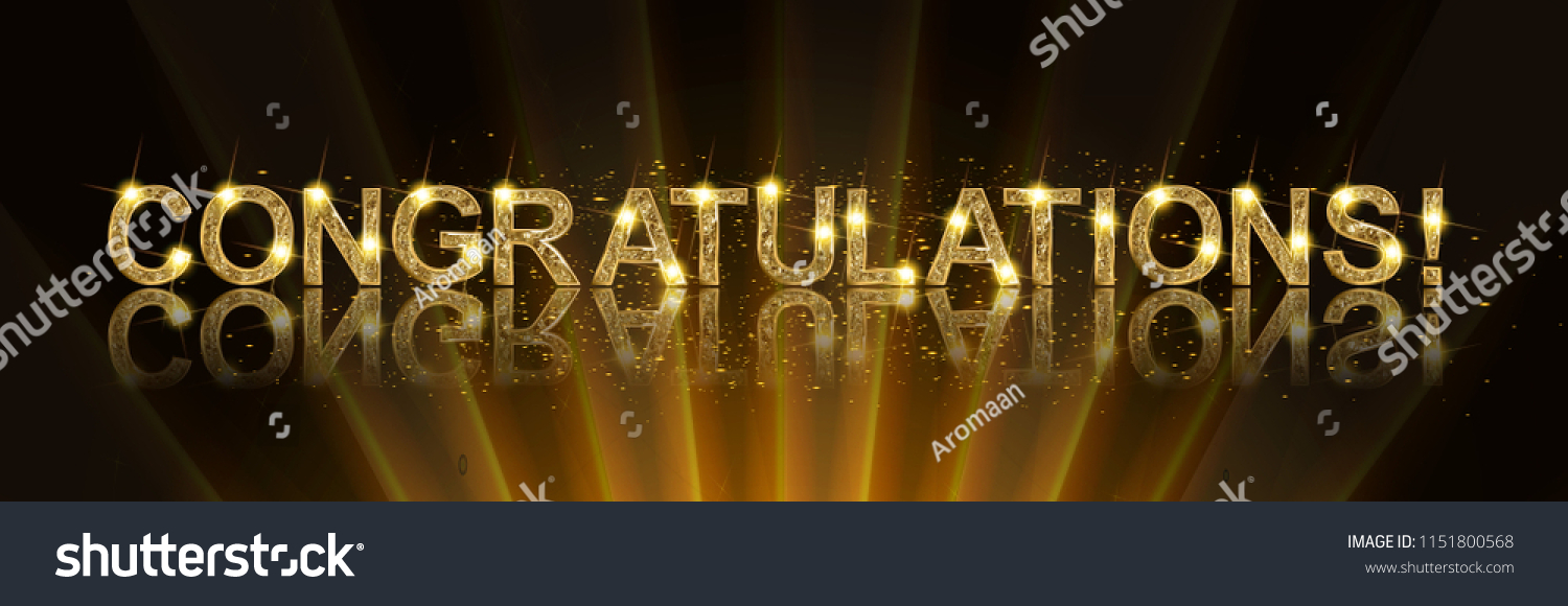 Congrats Congratulations Gold Banner Win Birthday Stock Illustration ...