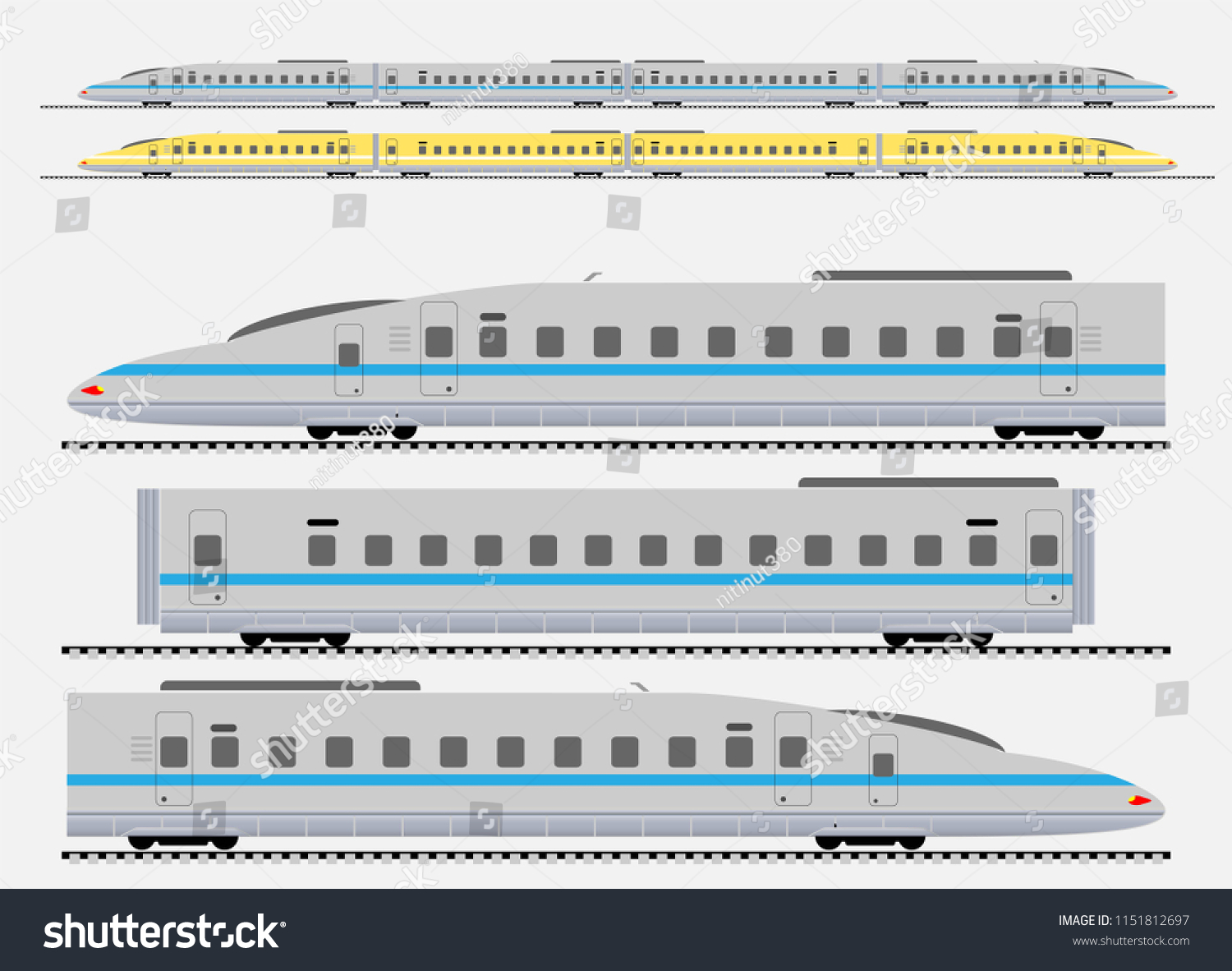 Set High Speed Train Vector Illustration Stock Vector (Royalty Free ...