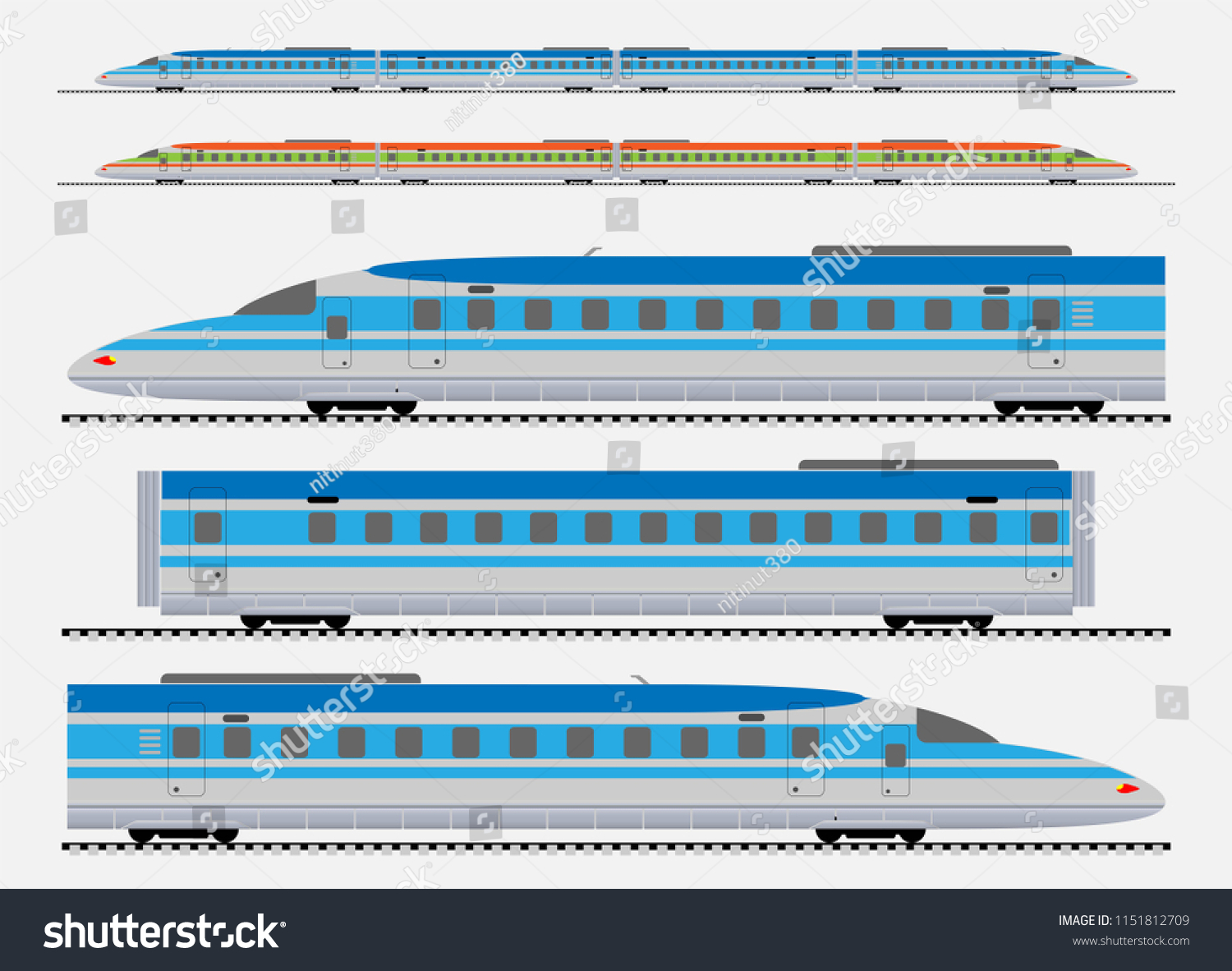 Set High Speed Train Vector Illustration Stock Vector (Royalty Free ...