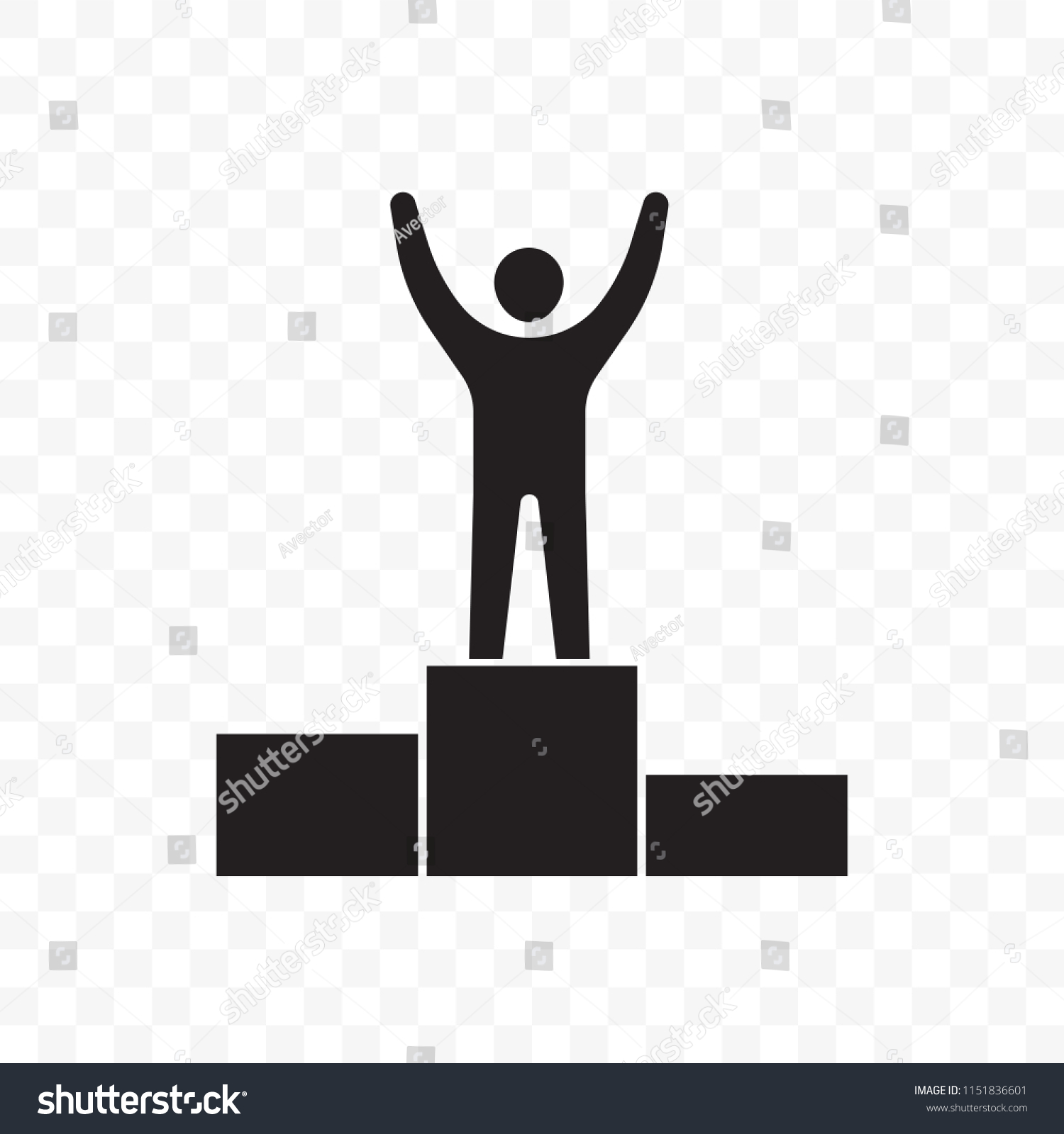 Man On Pedestal Podium Hands Raised Stock Vector (Royalty Free ...