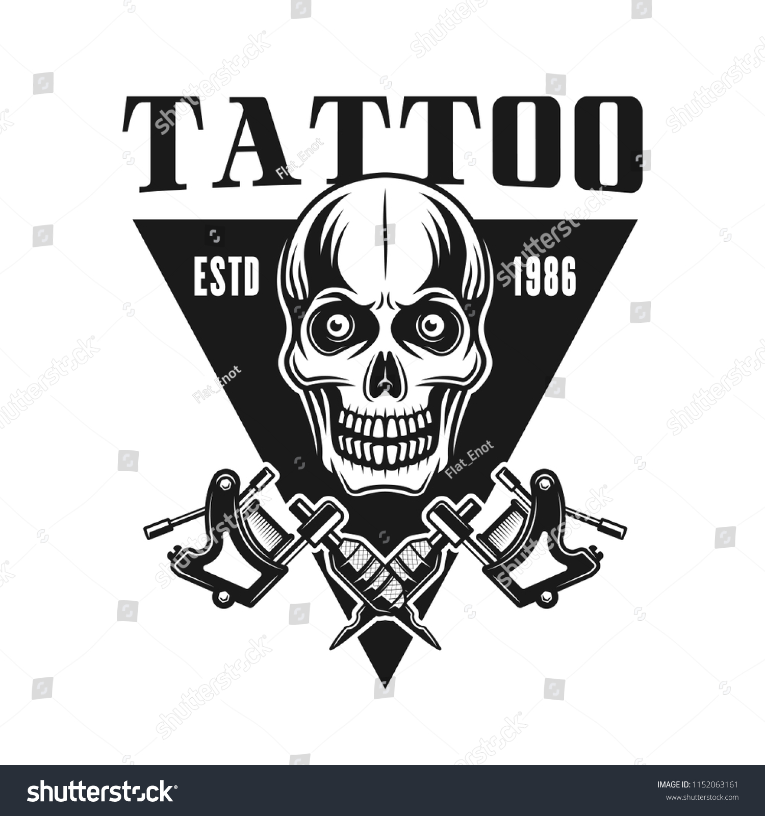 Tattoo Studio Vector Emblem Skull Vintage Stock Vector (Royalty Free ...