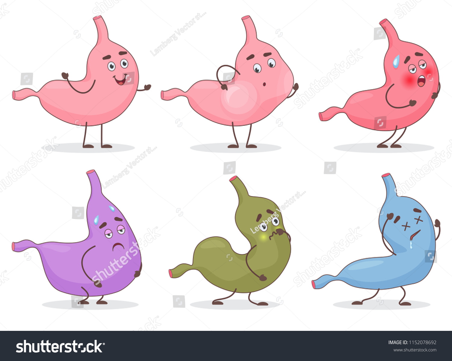 Cartoon Stomach Emoji Emoticon Face Avatars Stock Illustration ...