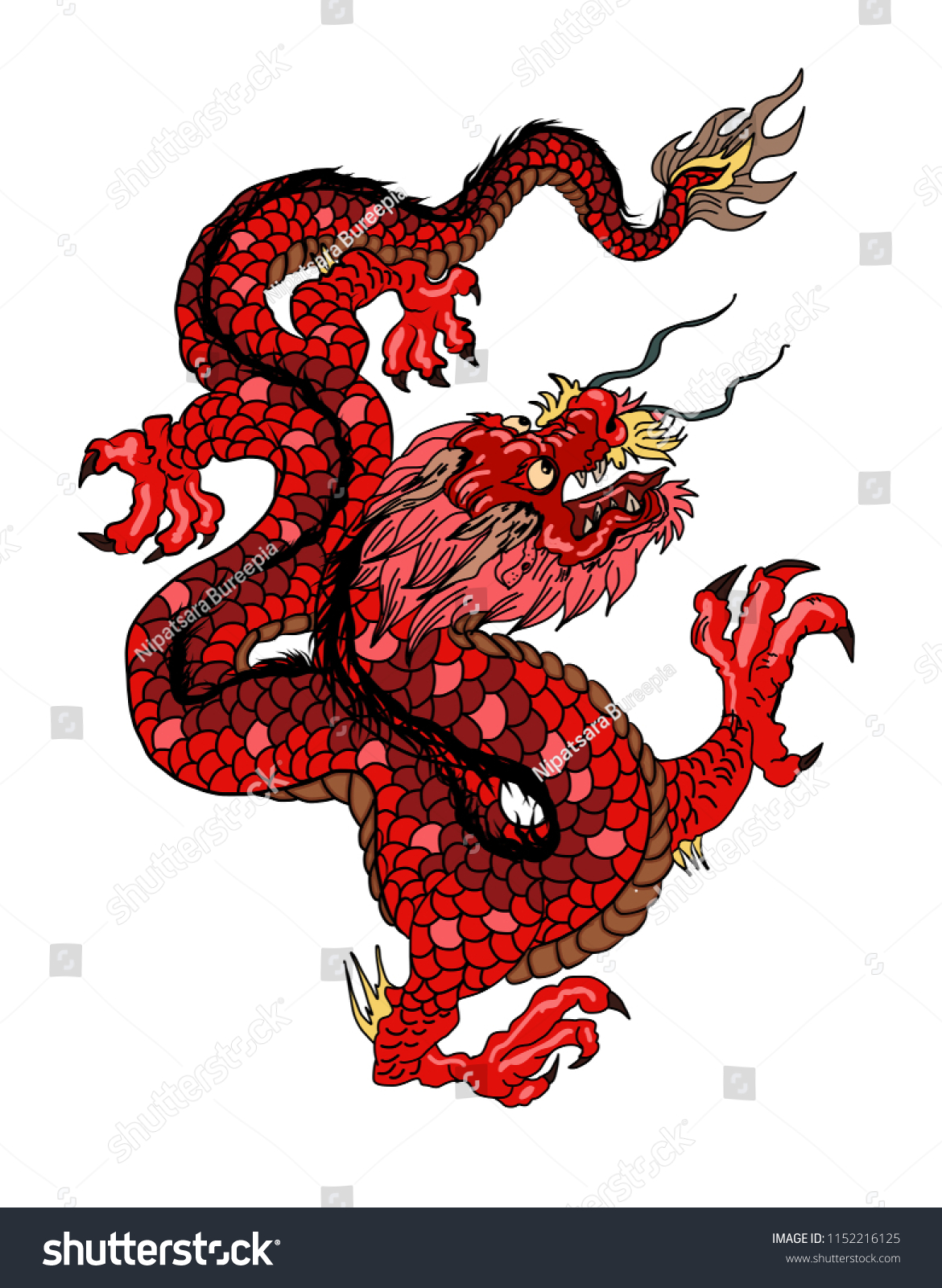 Red Dragon Magical Creatures Known Chinese Stock Vector (Royalty Free ...