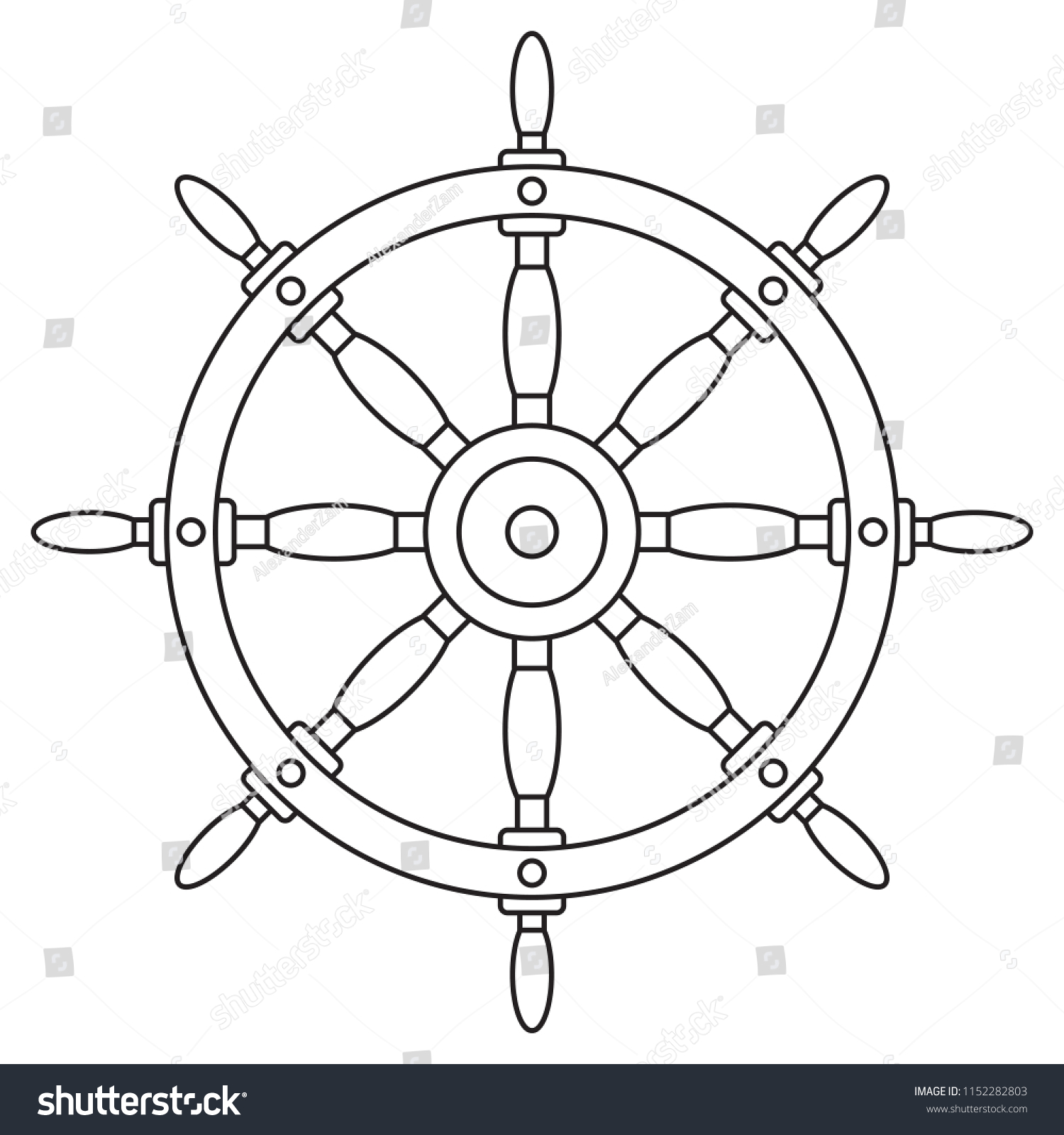 Illustration Contour Steering Wheel Stock Vector (Royalty Free ...