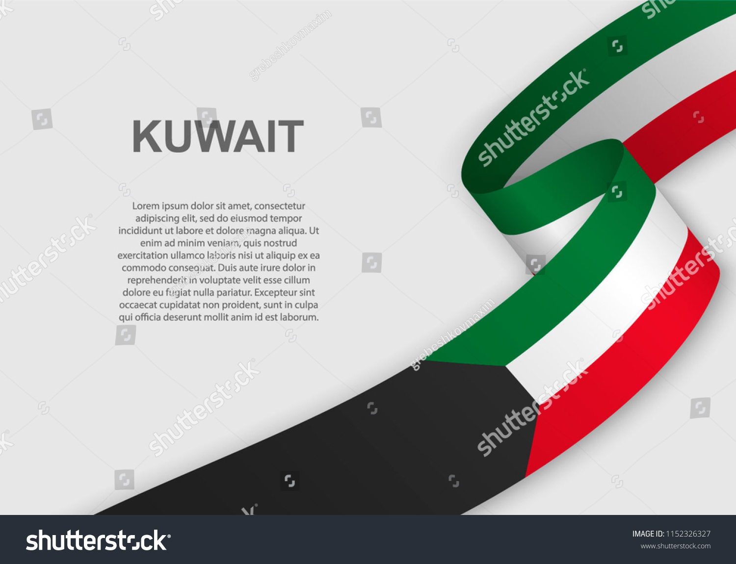 Waving Flag Kuwait Template Independence Day Stock Vector (Royalty Free ...