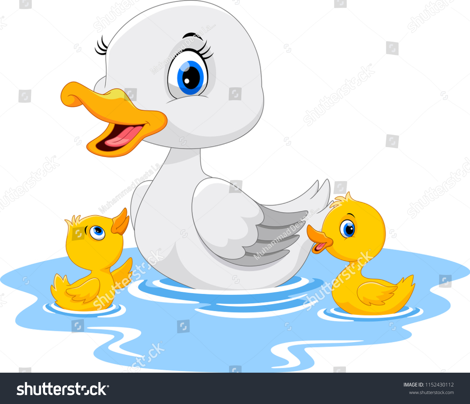 Mother Duck Swims Her Two Little Stock Vector (Royalty Free) 1152430112 ...