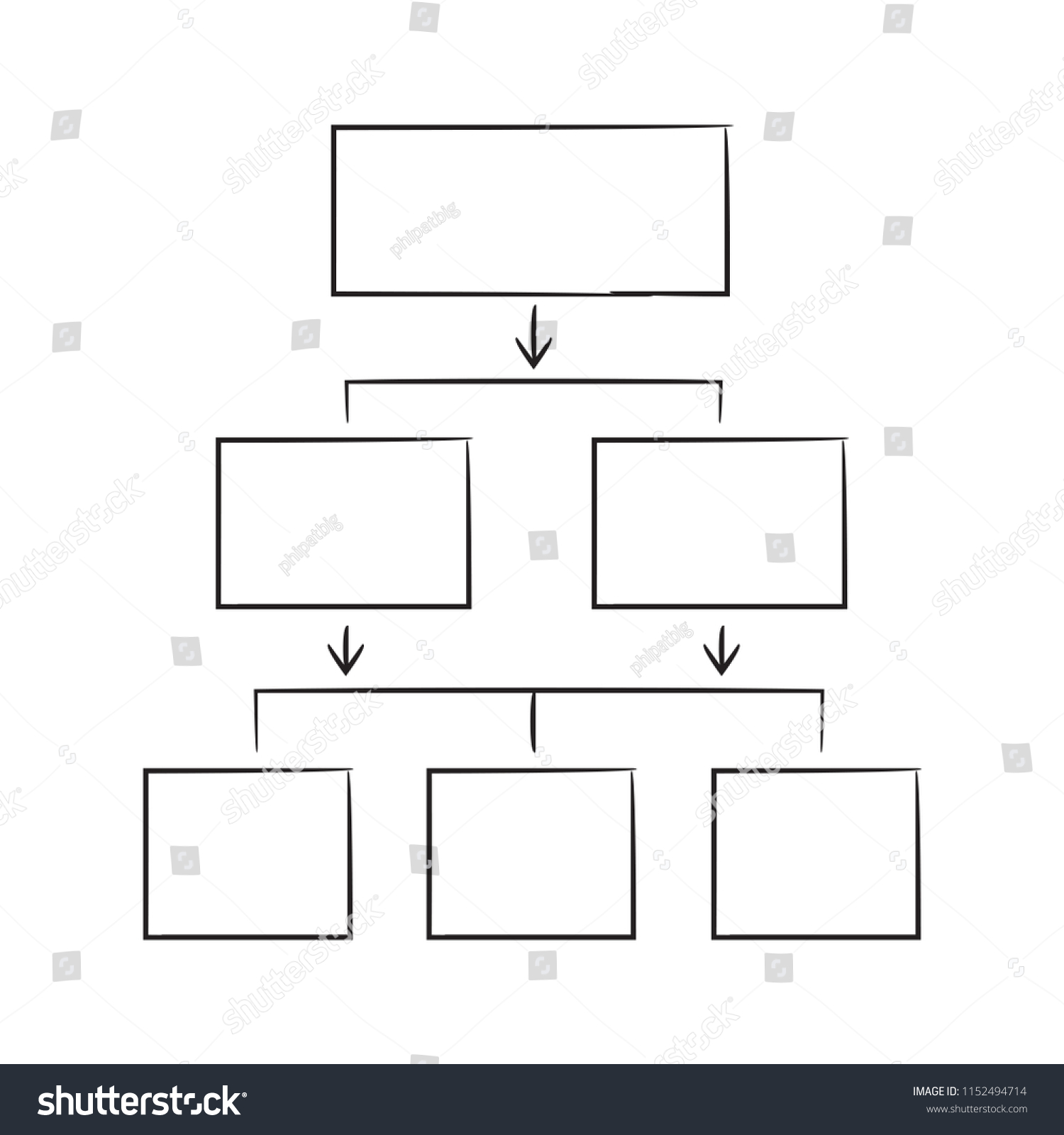 Hand Draew Hierarchy Chart Diagram Template Stock Vector (Royalty Free ...