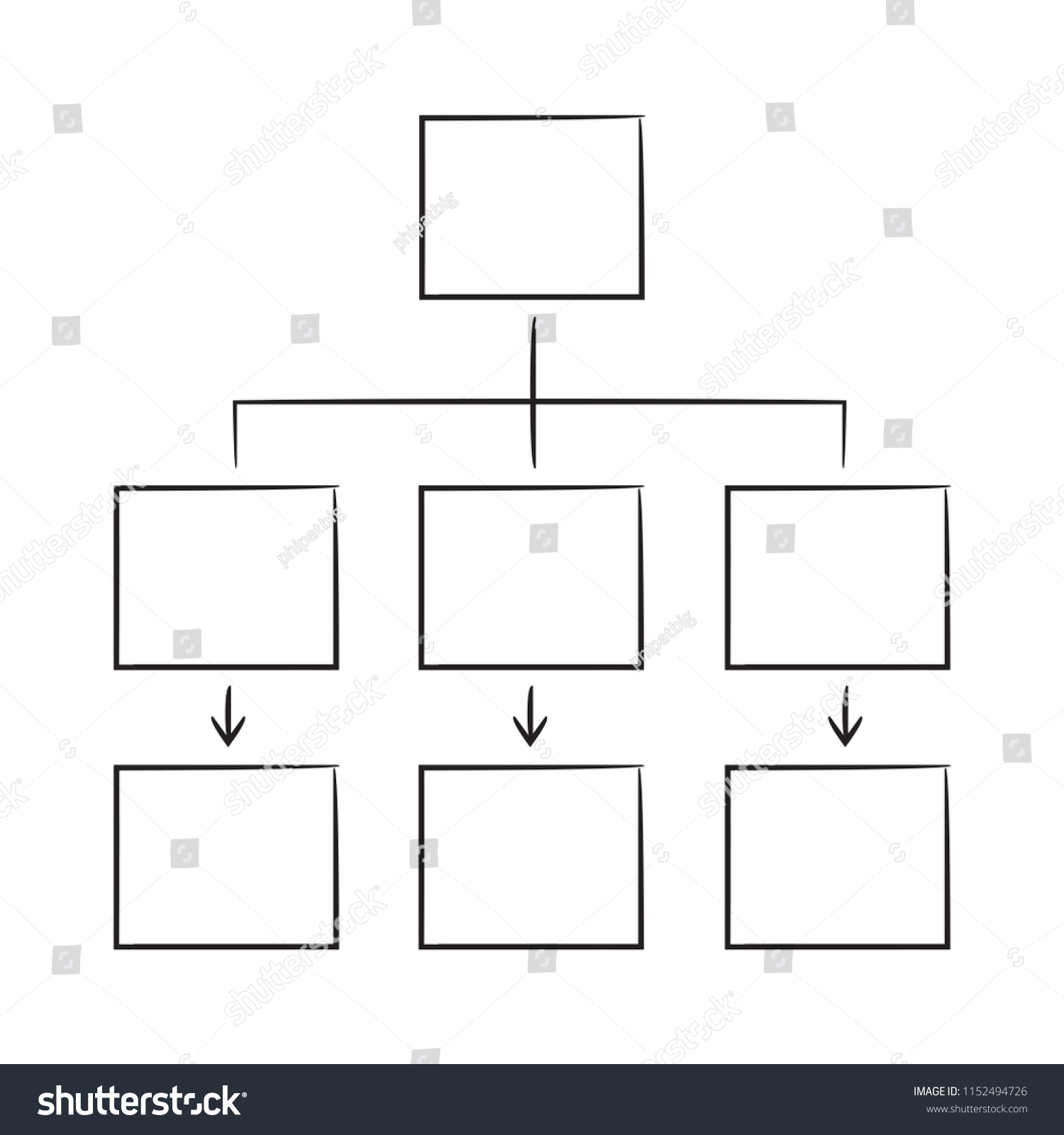 Hand Draew Hierarchy Chart Diagram Template Stock Vector (Royalty Free ...