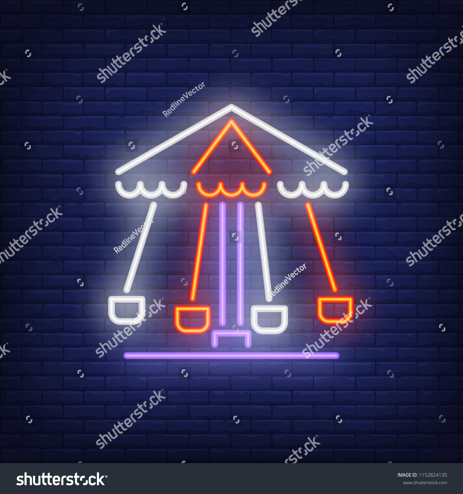 Rotating Carousel Neon Sign Colorful Amusement Stock Vector (Royalty ...