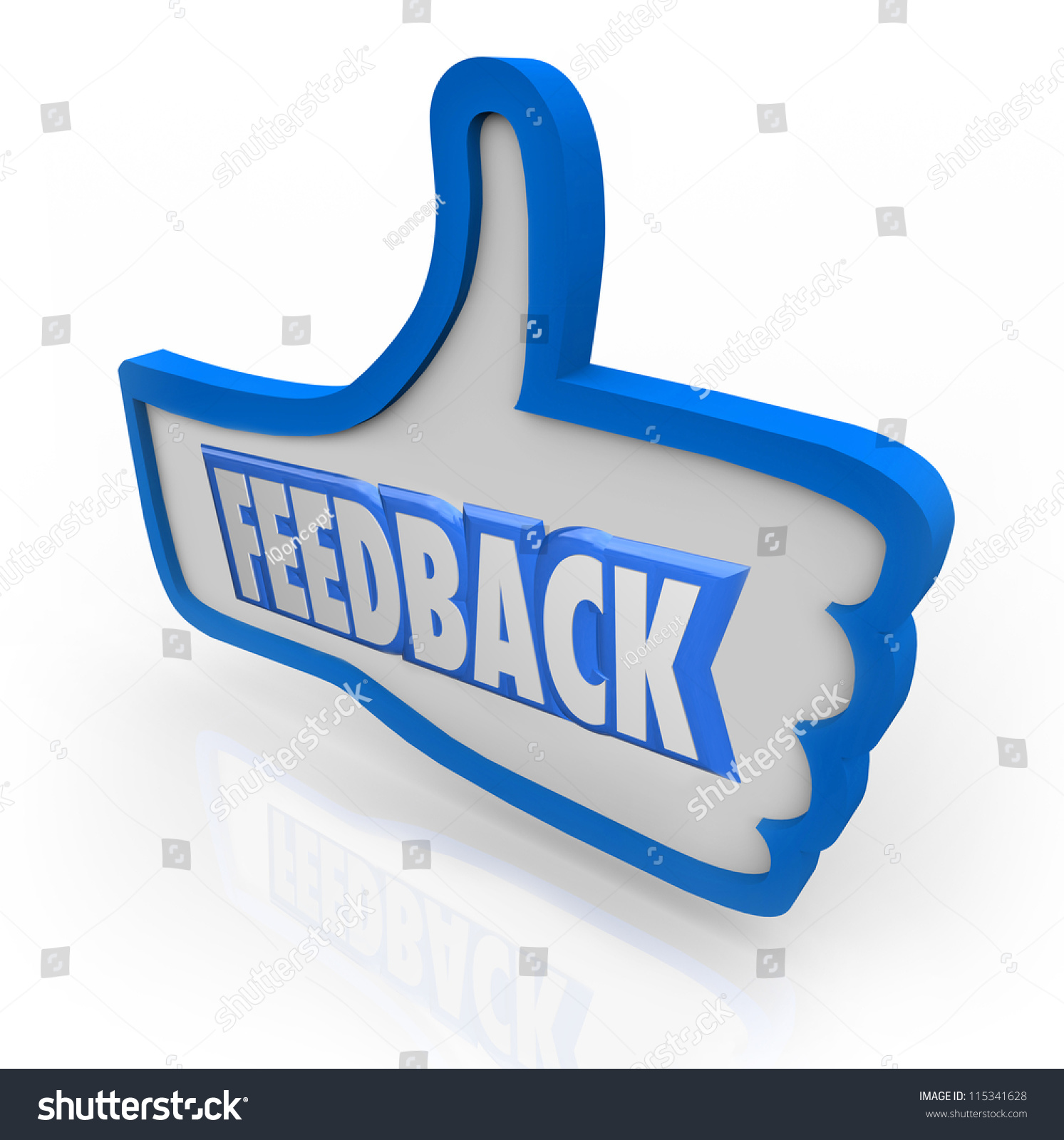 Word Feedback Blue Thumbs Indicating Positive Stock Illustration ...