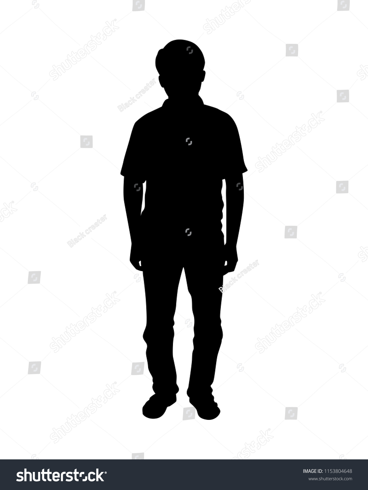 Standing Man Silhouette Vector Person Concept Stock Vector (Royalty ...