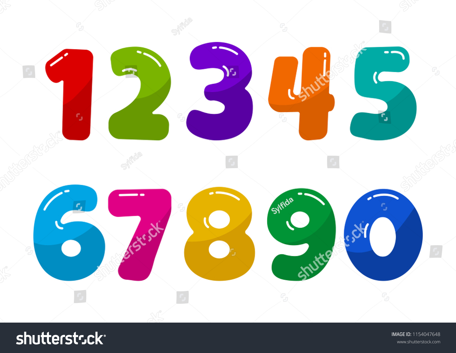 Colorful Kids Font Numbers 1 0 Stock Vector (Royalty Free) 1154047648 ...