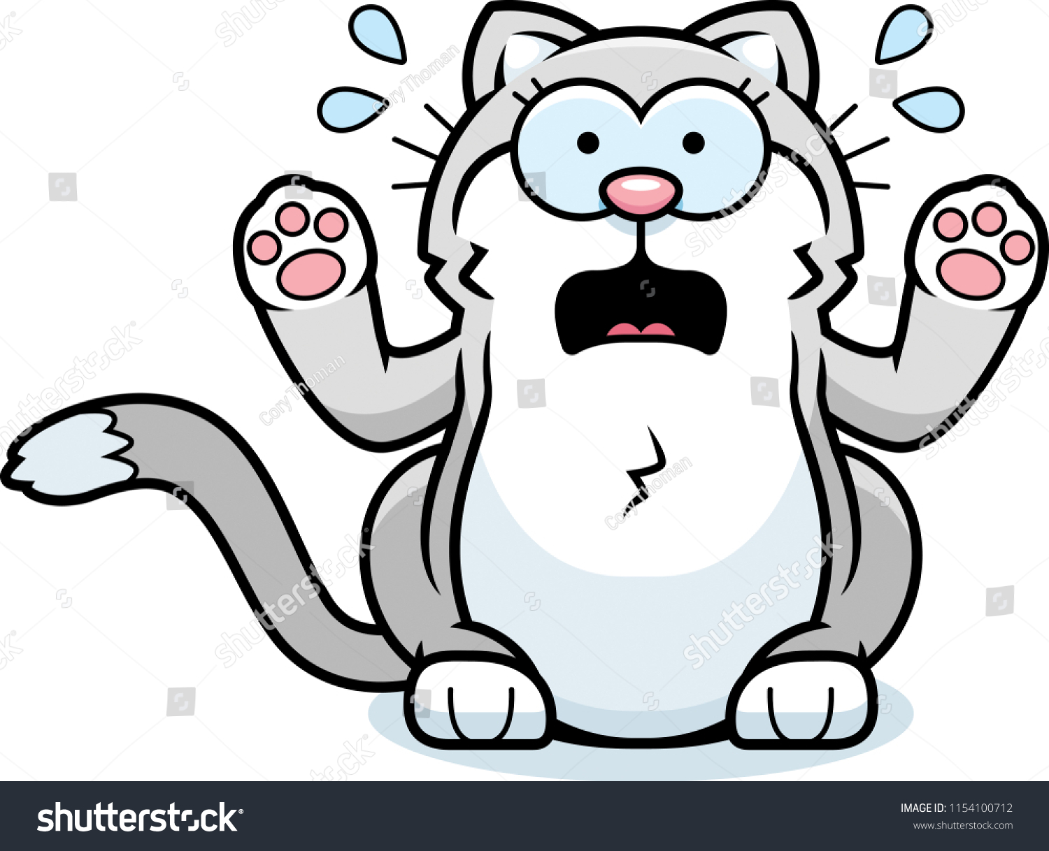 Cartoon Illustration Little Cat Looking Scared Stock Vector (Royalty ...