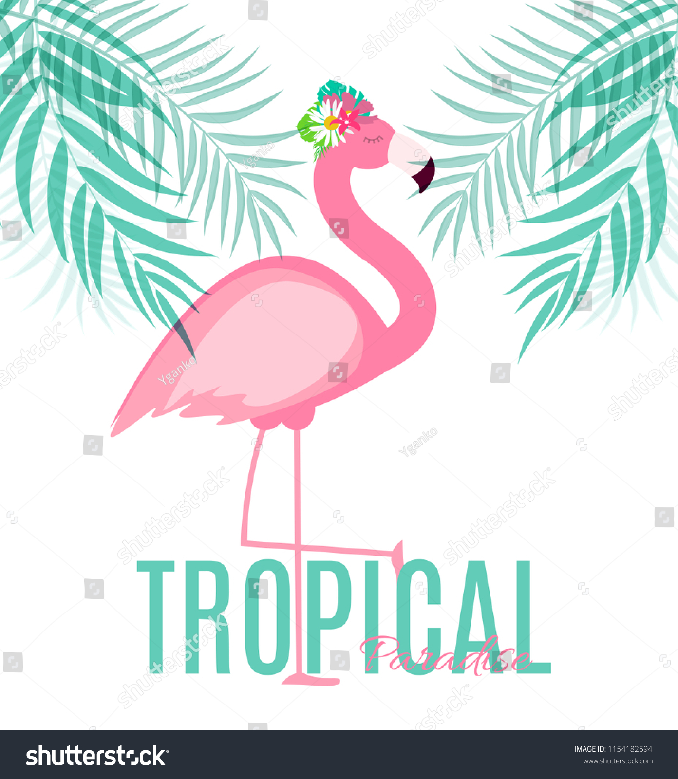 Cute Pink Flamingo Summer Background Illustration Stock Illustration ...