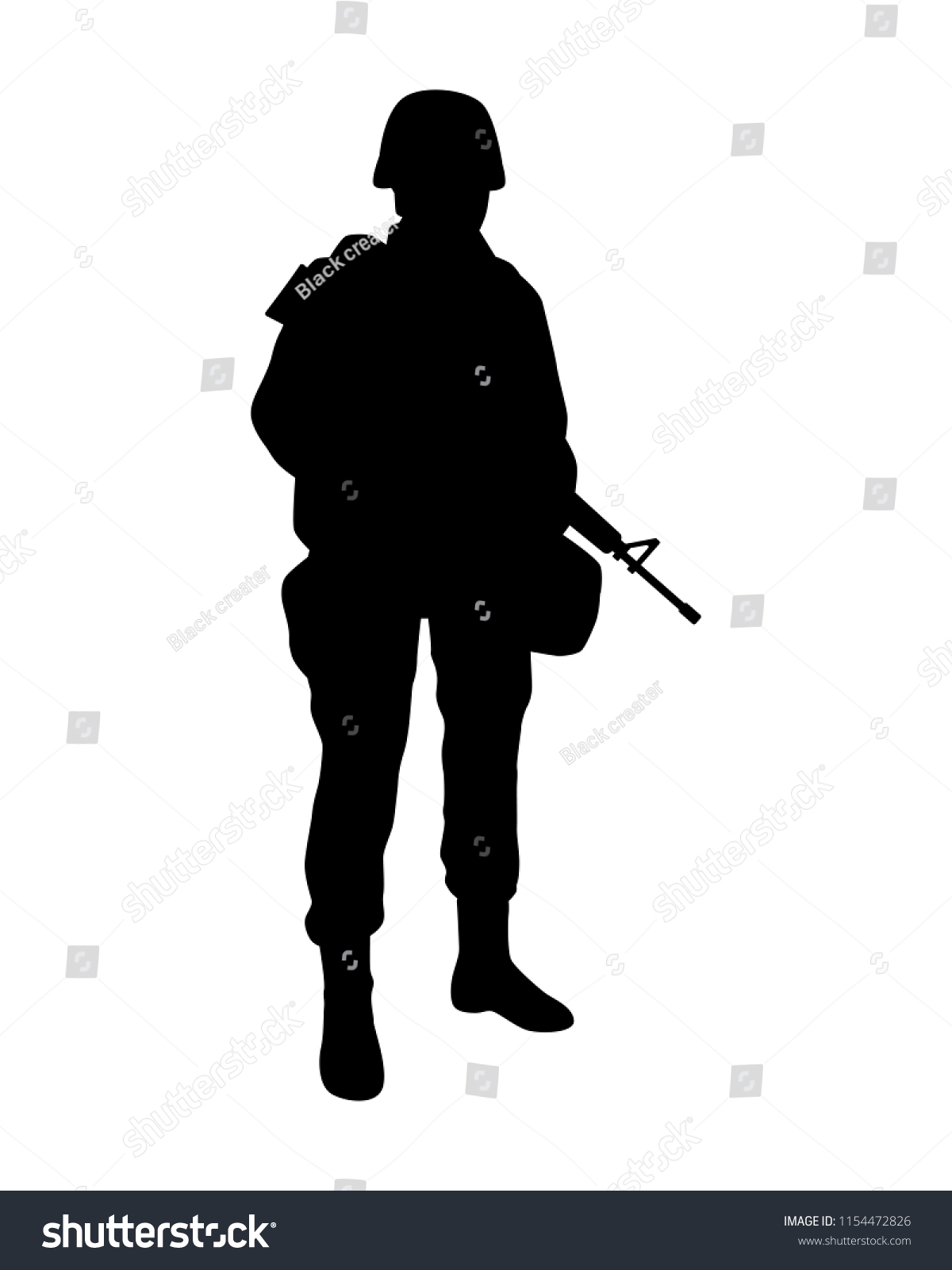 Soldier M16 Rifle Gun Silhouette Vector Stock Vector (Royalty Free ...