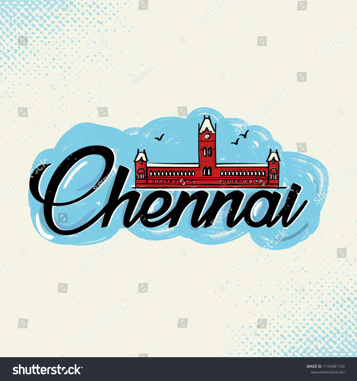 Chennai Typography Vector Illustration Stock Vector (Royalty Free ...