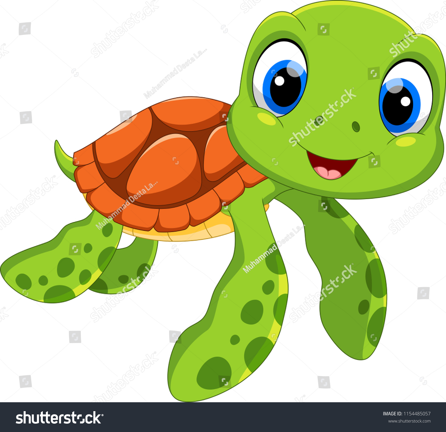 Cute Sea Turtle Cartoon Isolated On Stock Illustration 1154485057 ...