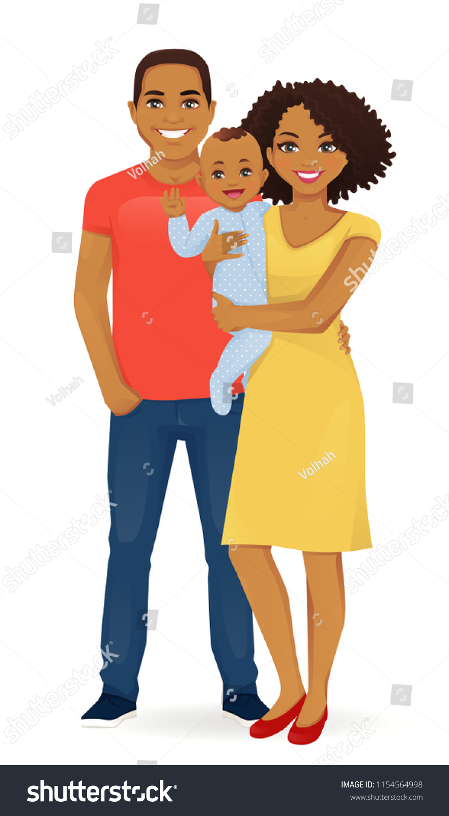 Young Parents Newborn Baby Vector Illustration Stock Vector (Royalty ...