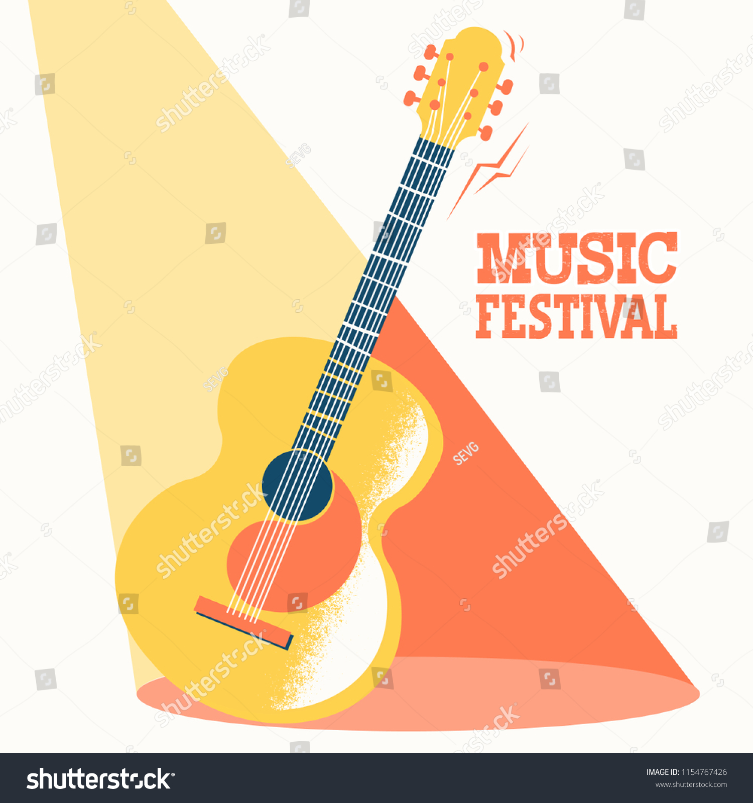 Music Festival Poster Acoustic Guitar Text Stock Vector (Royalty Free ...