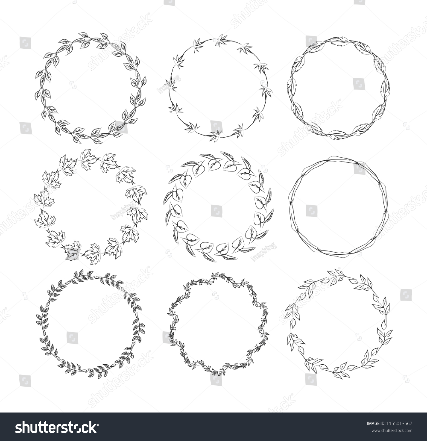 Beautiful Monogram Set Floral Elements Collection Stock Vector (Royalty ...