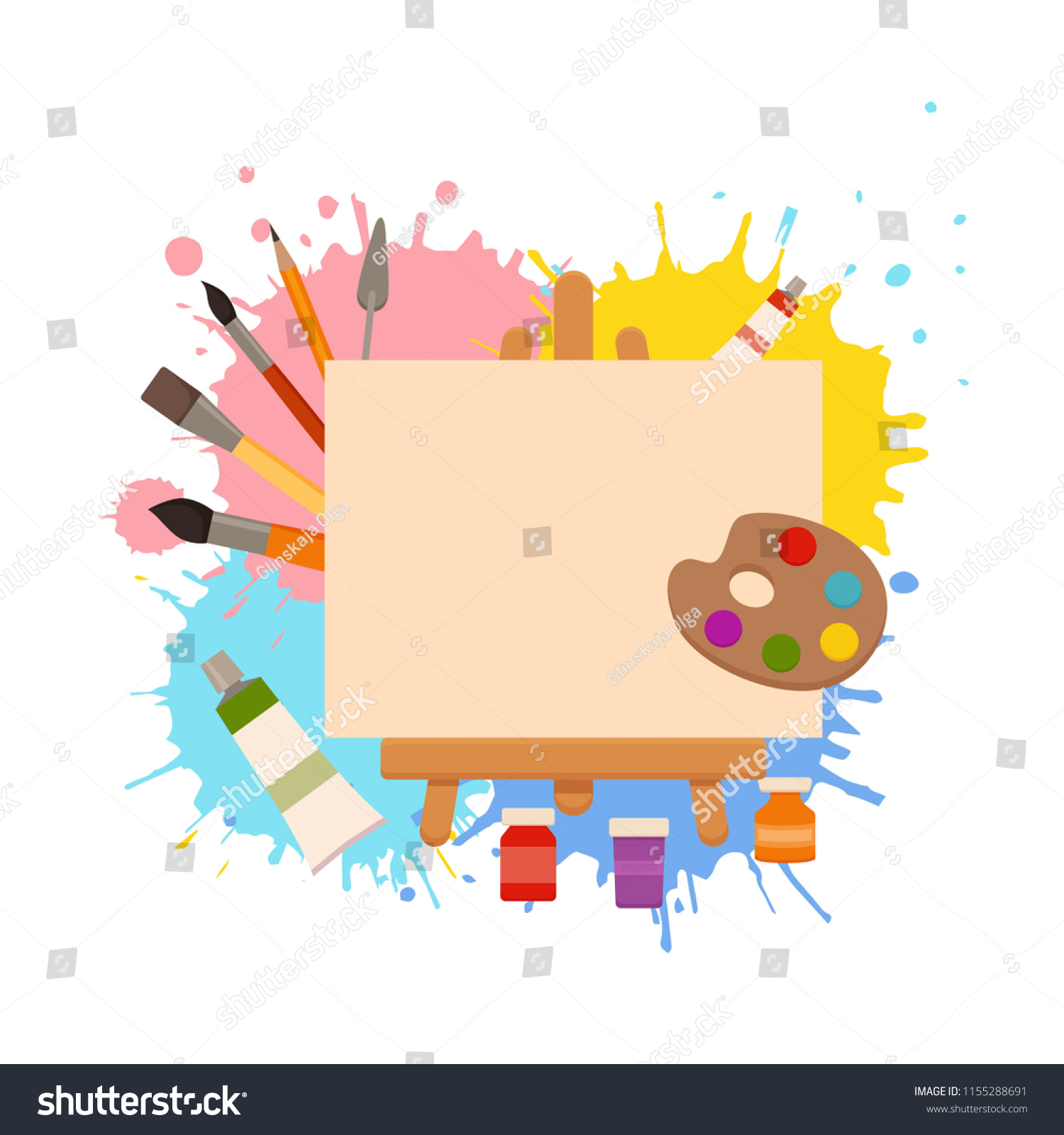 Painting Tools Elements Cartoon Colorful Vector Stock Vector (royalty 