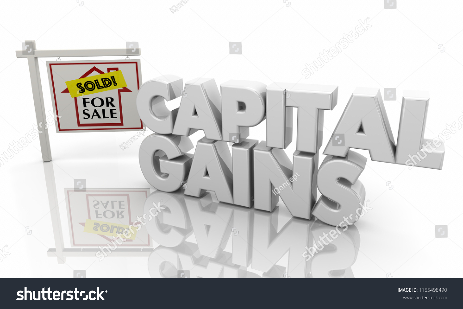 Capital Gains Home Sale Sign 3d Stock Illustration 1155498490