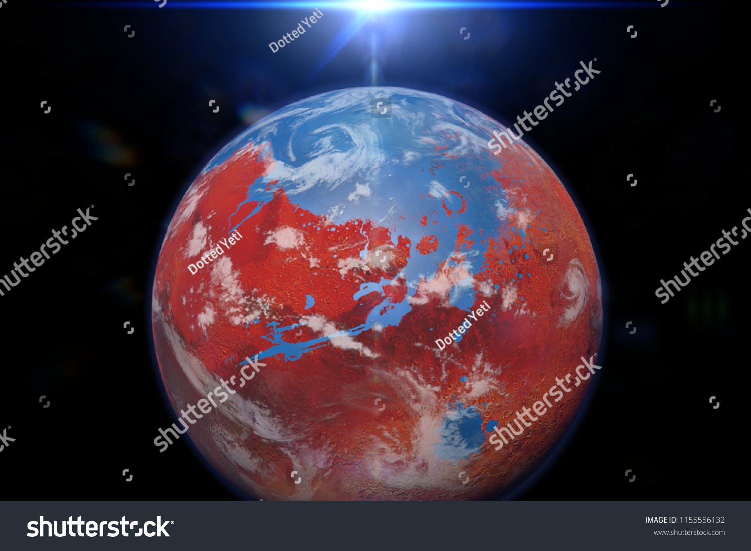 Mars Billions Years Ago Oceans Clouds Stock Illustration 1155556132 ...