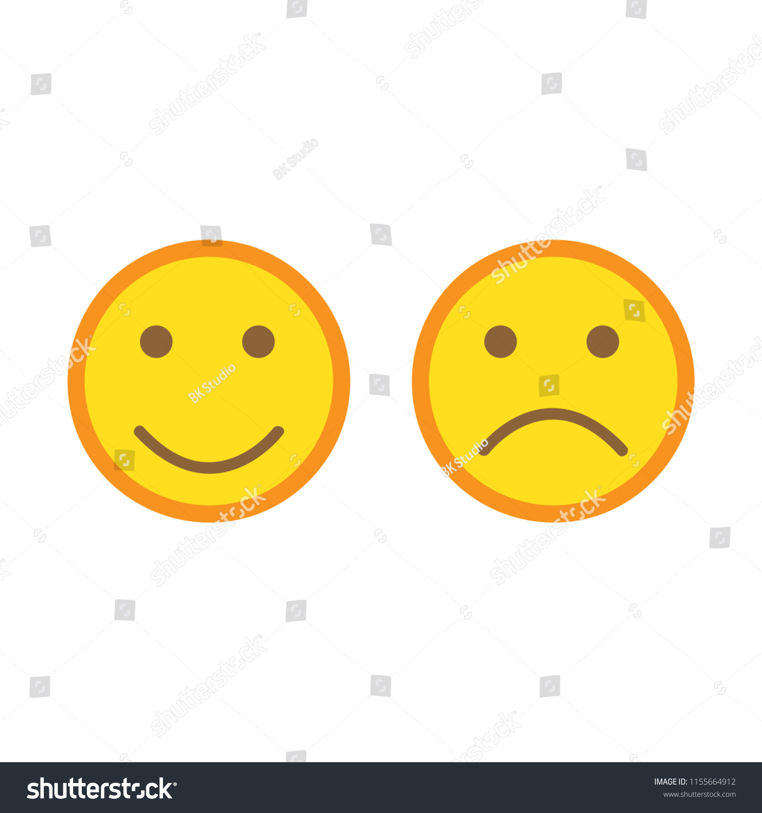 Emoticon Icon Smile Bad Mood Stock Vector (Royalty Free) 1155664912 ...