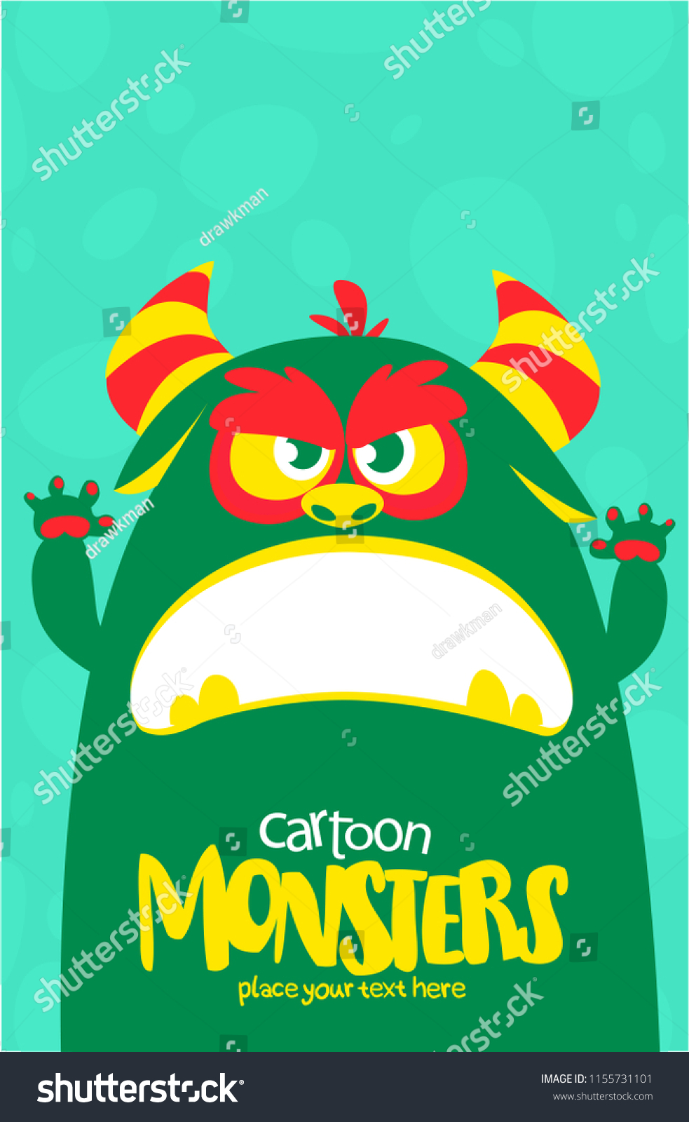 Halloween Vector Green Slimy Monster Big Stock Vector (Royalty Free ...