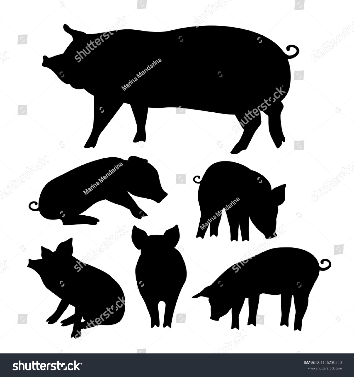 Black Pig Silhouette Vector Illustration Your Stock Vector (Royalty ...