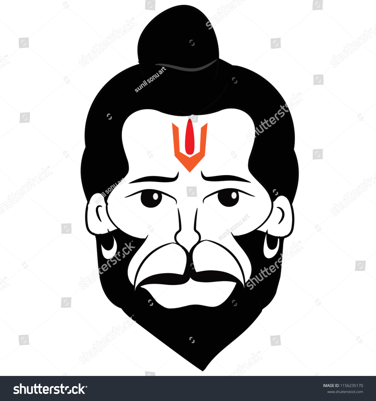 Hanuman Ji Line Art Vector Stock Vector (Royalty Free) 1156235170 ...