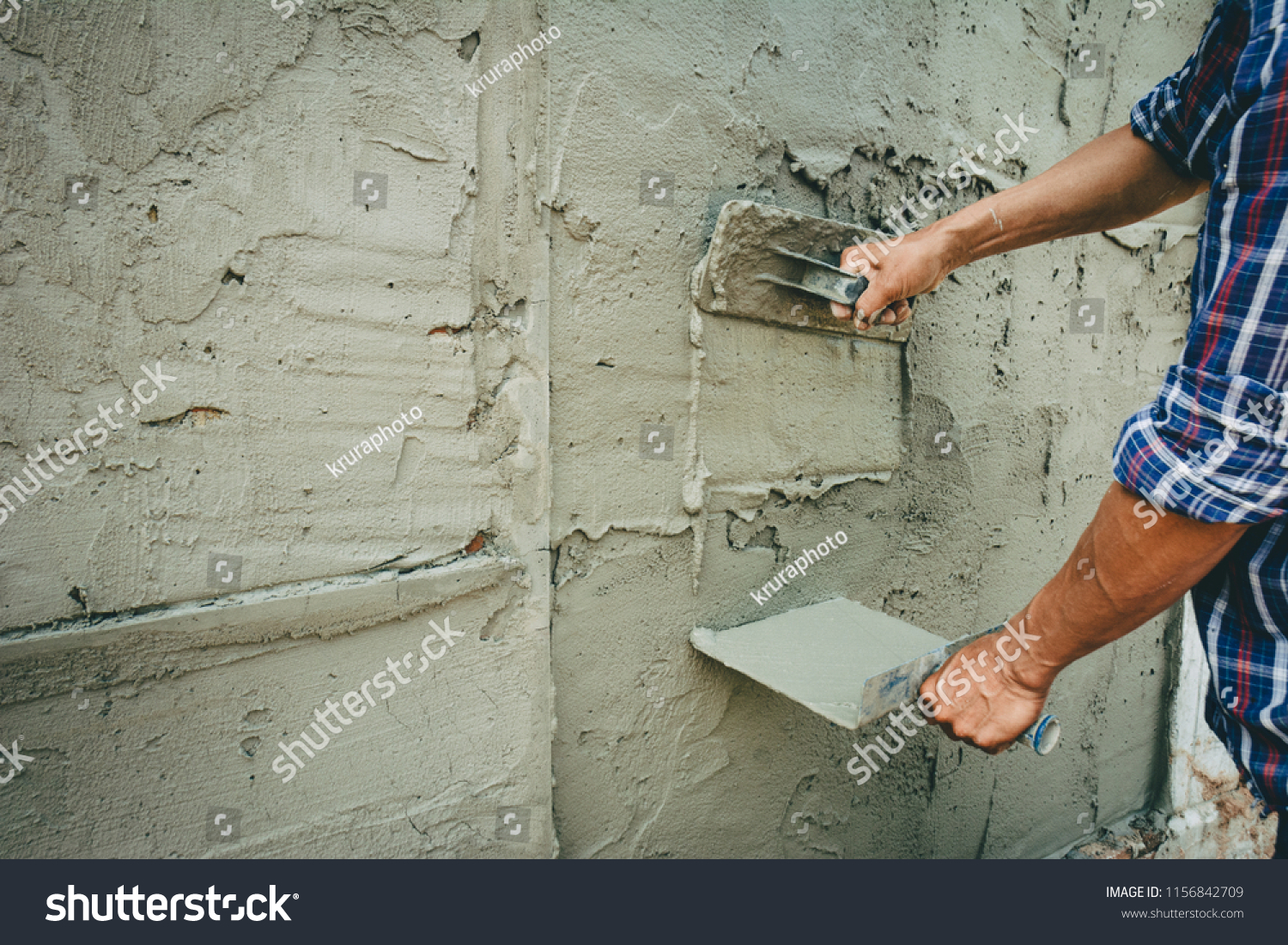 Builders Plastering Walls House Neatness Have Stock Photo 1156842709 ...