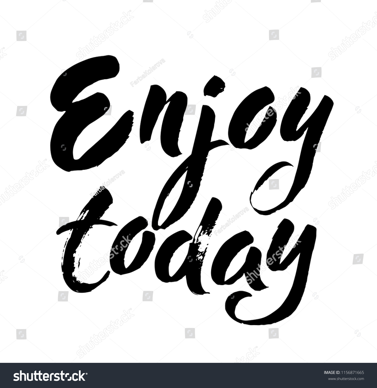 Hand Lettering Enjoy Today Text Isolated Stock Vector (Royalty Free ...