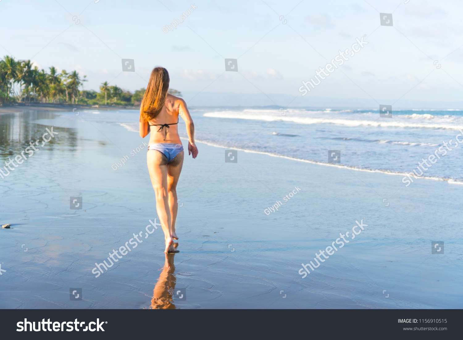 Beautiful Girl Bikini Running On Sand Stock Photo Shutterstock