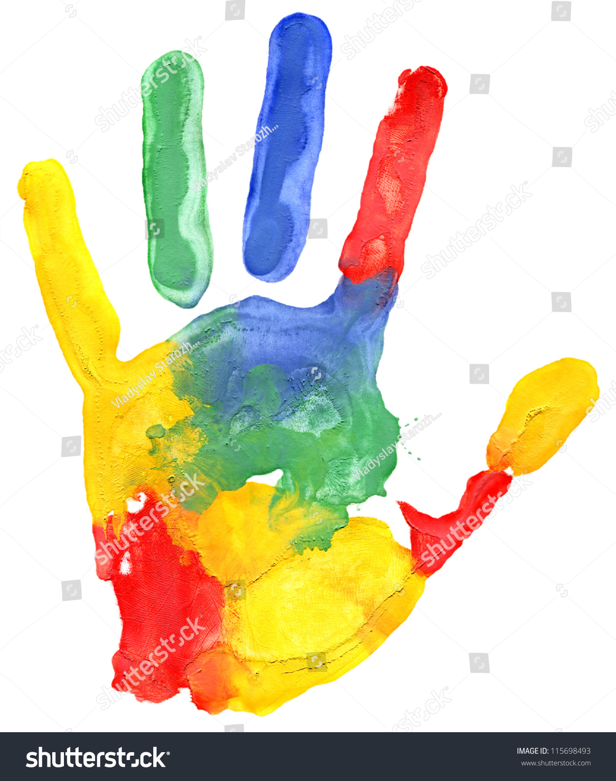 Close Colored Hand Print On White Stock Illustration 115698493 ...