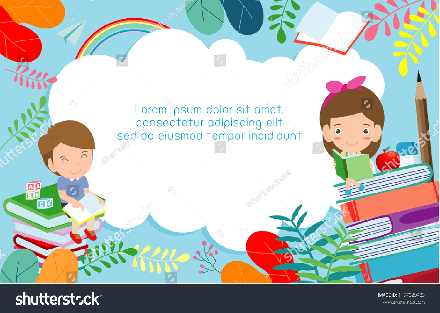 Kids Reading Books Back School Education Stock Vector (Royalty Free ...