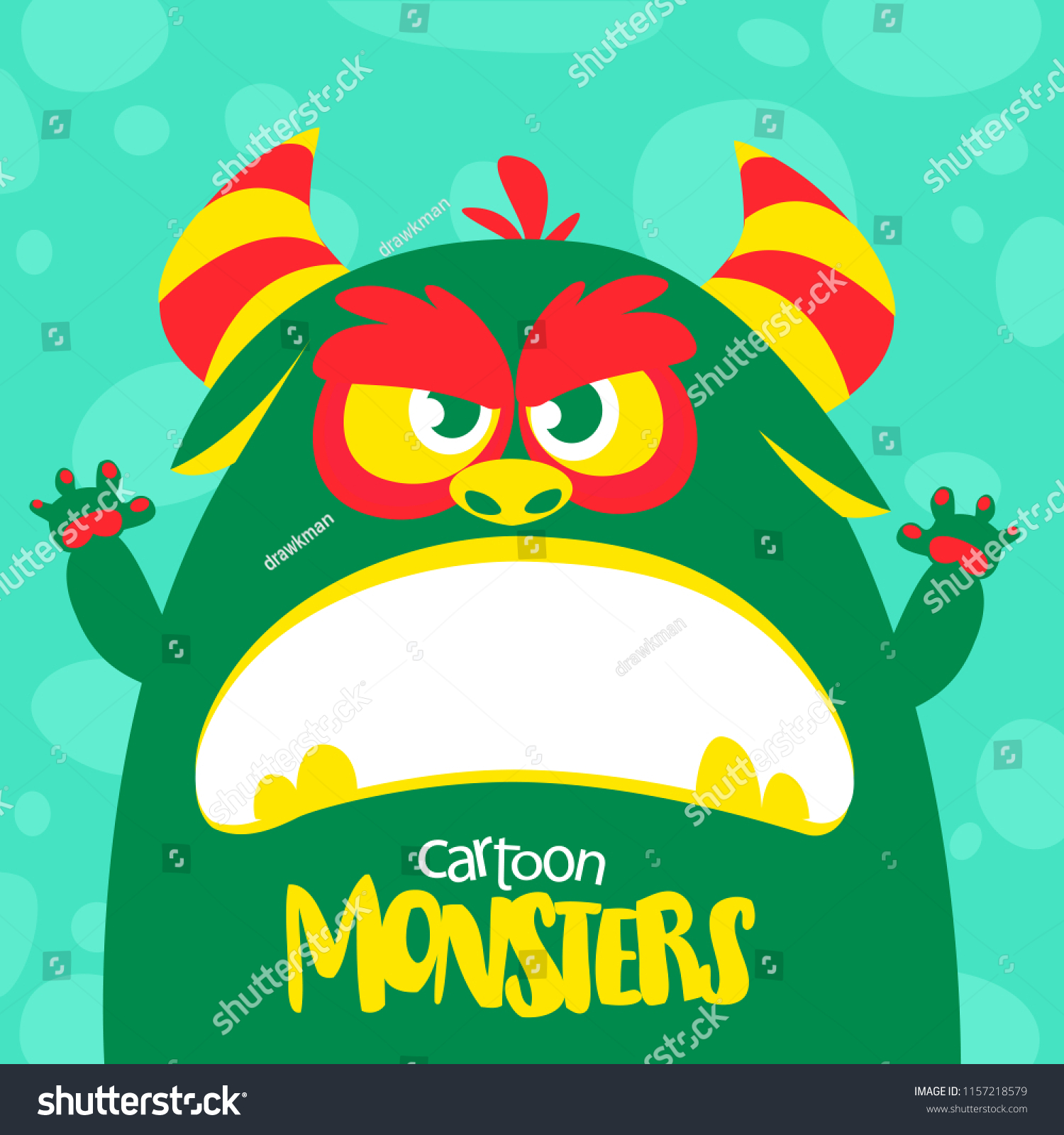 Halloween Vector Green Slimy Monster Big Stock Vector (Royalty Free ...