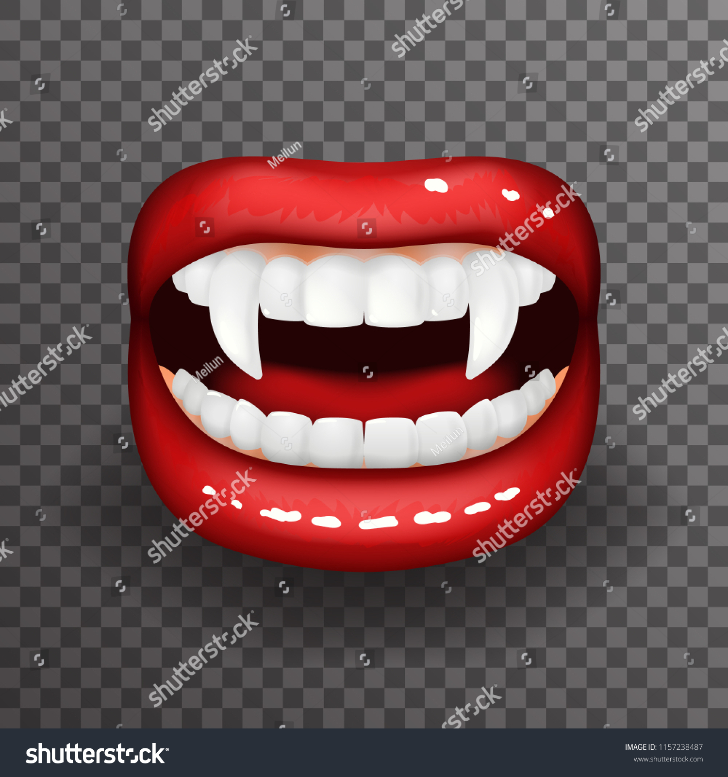 Woman Vampire Tooth Stylish Lips Slightly Stock Vector (Royalty Free ...