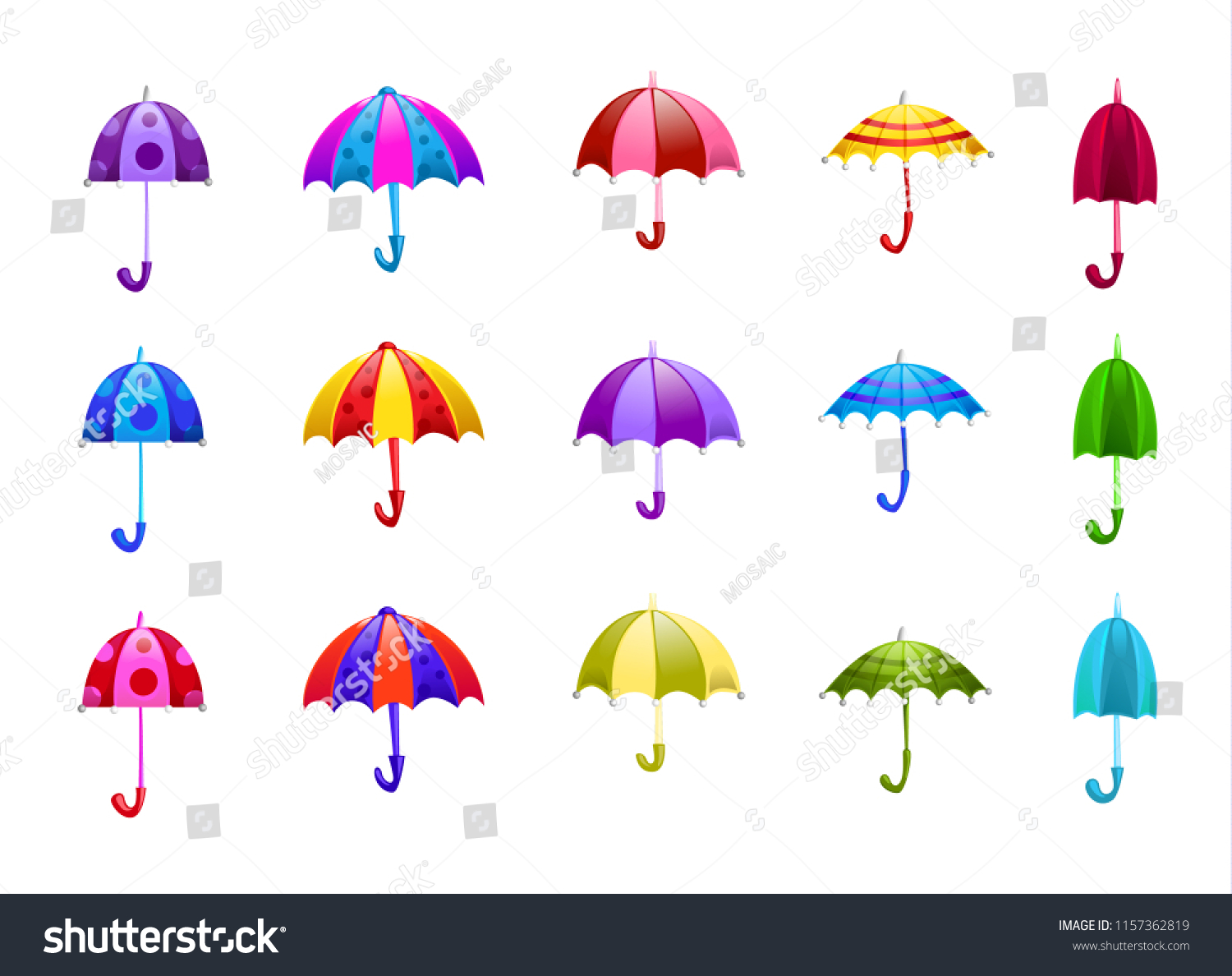 Vector Set Colorful Cute Set Umbrellas Stock Vector (Royalty Free ...