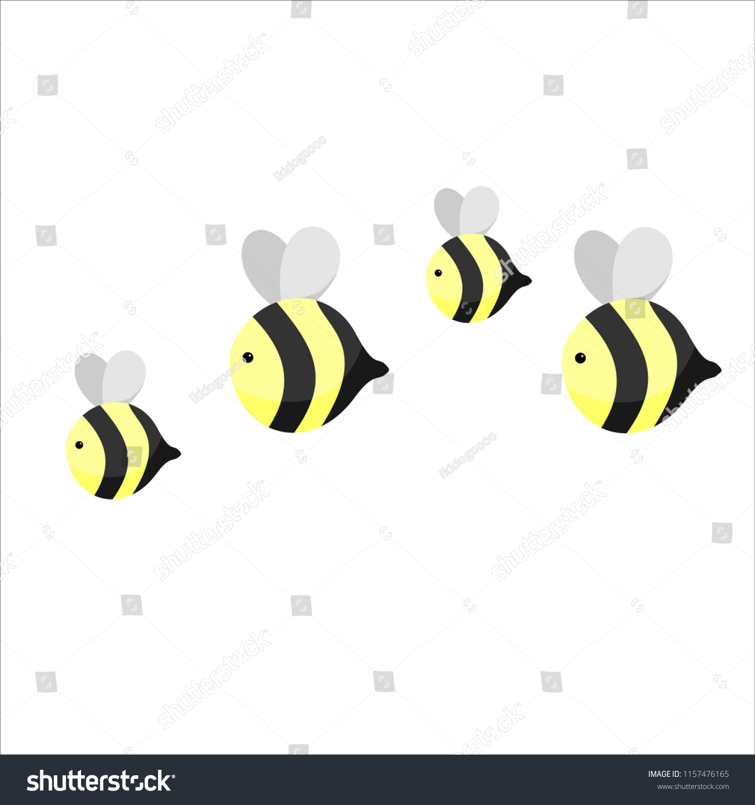 Four Vector Cartoon Bees Stock Vector (Royalty Free) 1157476165 ...