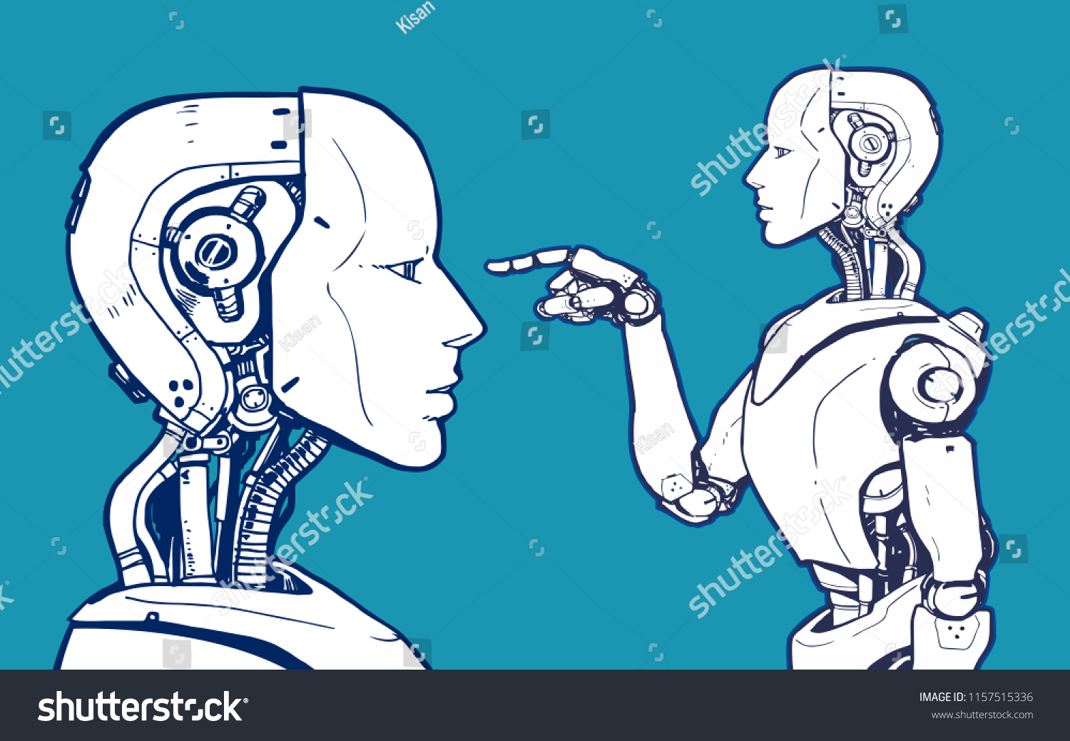 Ai Artificial Intelligence Futuristic Robot Handdrawn Stock Vector ...