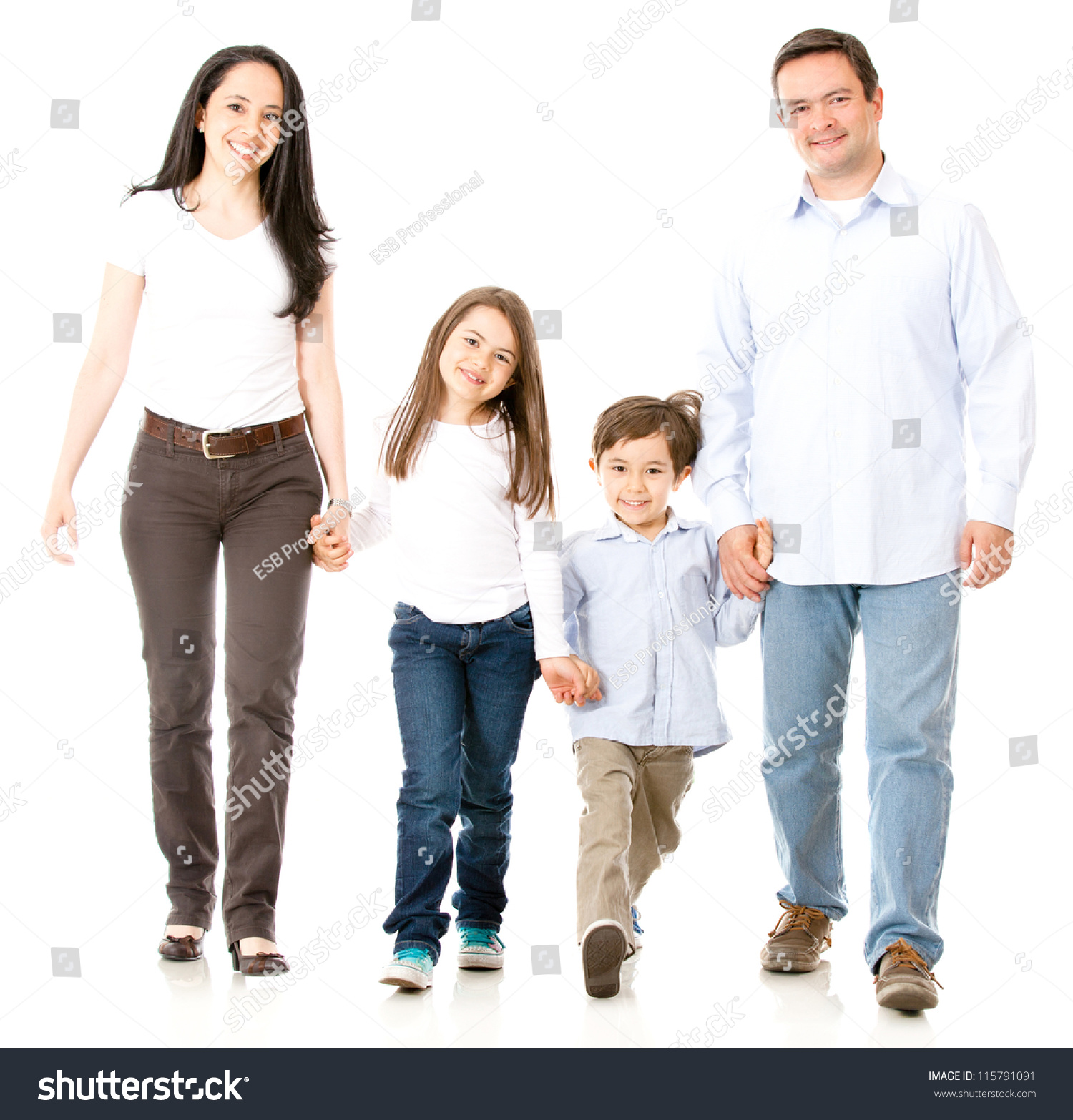 Семья на белом фоне