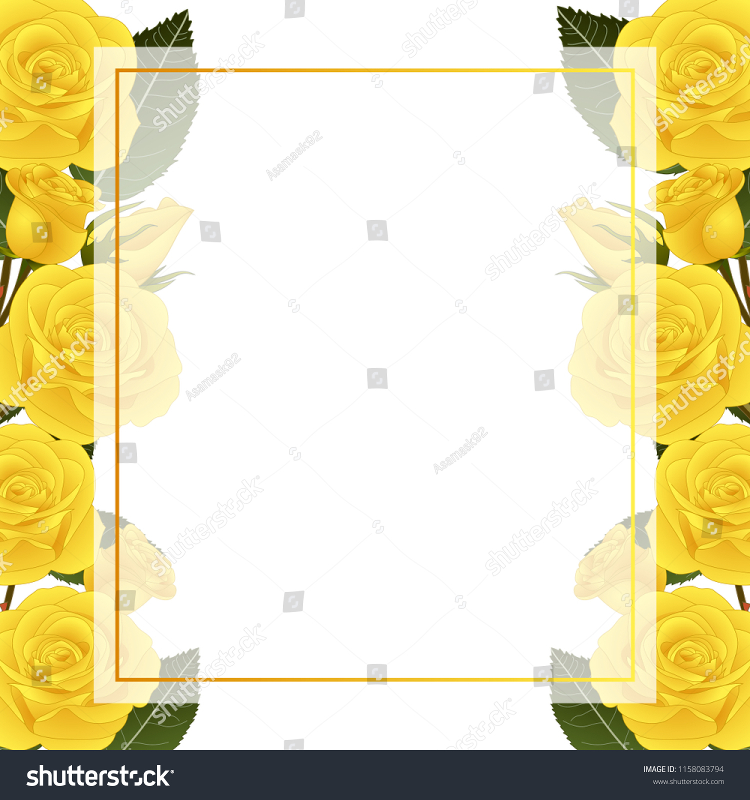 Yellow Rose Flower Frame Banner Card Stock Vector Royalty Free Shutterstock